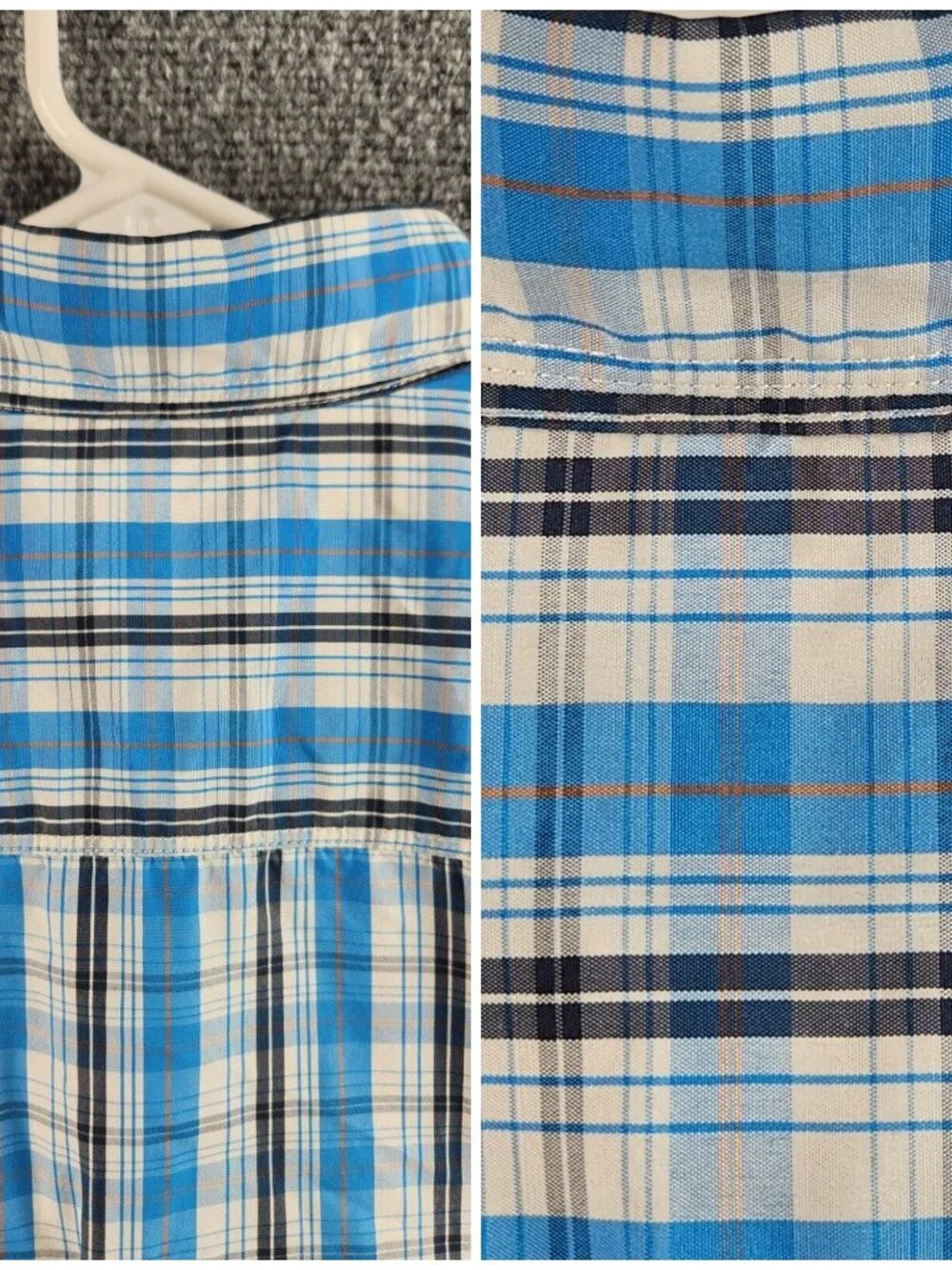 The North Face Short Sleeve Blue Plaid Outdoors Hiking Button Up Shirt Medium
